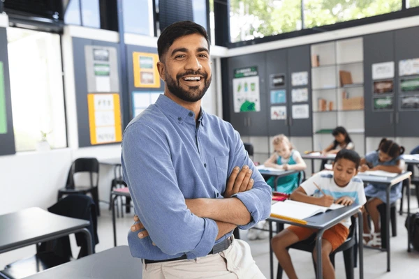 Students learning together in modern classrooms